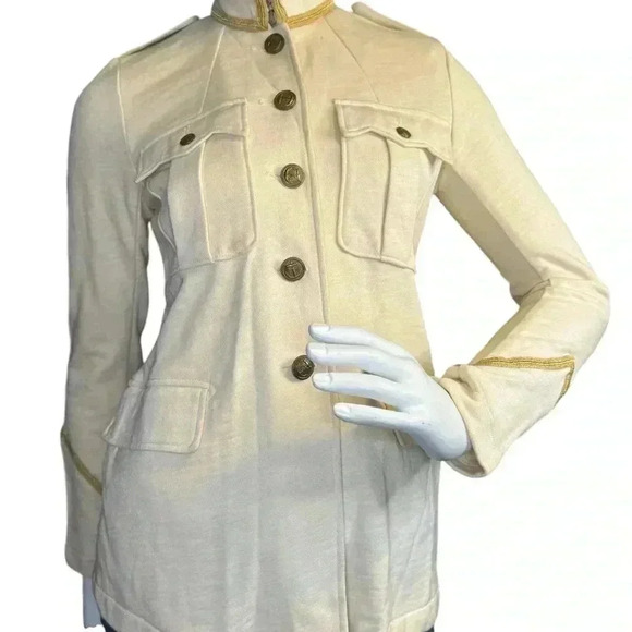 Denim & Supply Ralph Lauren Military Style Jacket cream With Gold Trim Pockets. - Picture 2 of 15
